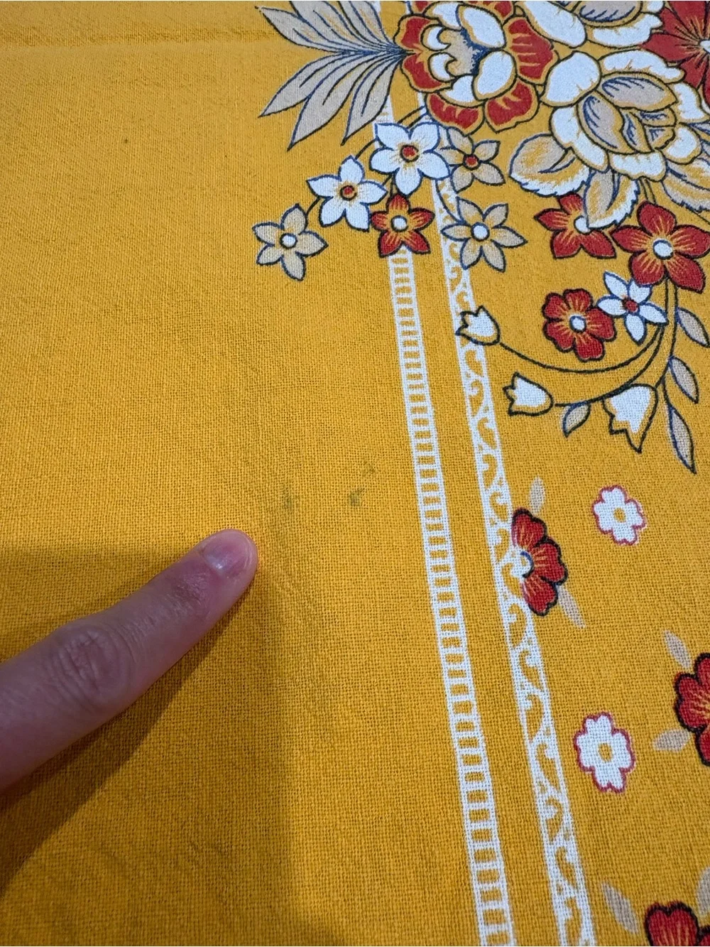 Vintage (1970’s ?) Yellow Floral Tablecloth - Elegant Dining Accent
